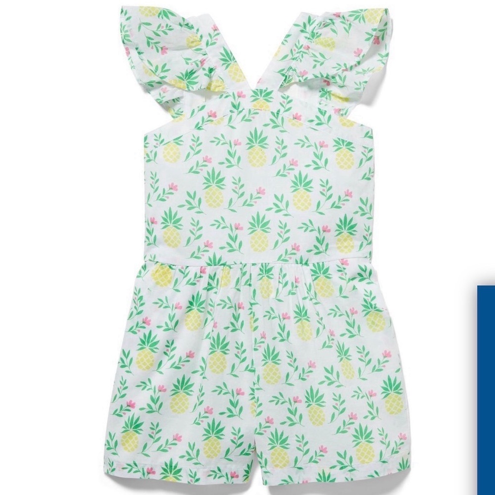 Janie and Jack Pineapple ruffle sleeve romper
